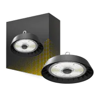 Bright Choice LED Highbay Staal Zwart 150W 25500lm 90D - 757 Koel Wit | IP65 - met Bewegings- en Lichtsensor 